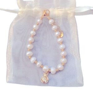 New Timeless White Pearl and Gold Beaded Bracelet